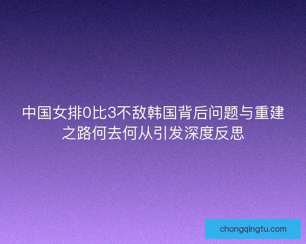 中国女排0比3不敌韩国背后问题与重建之路何去何从引发深度反思